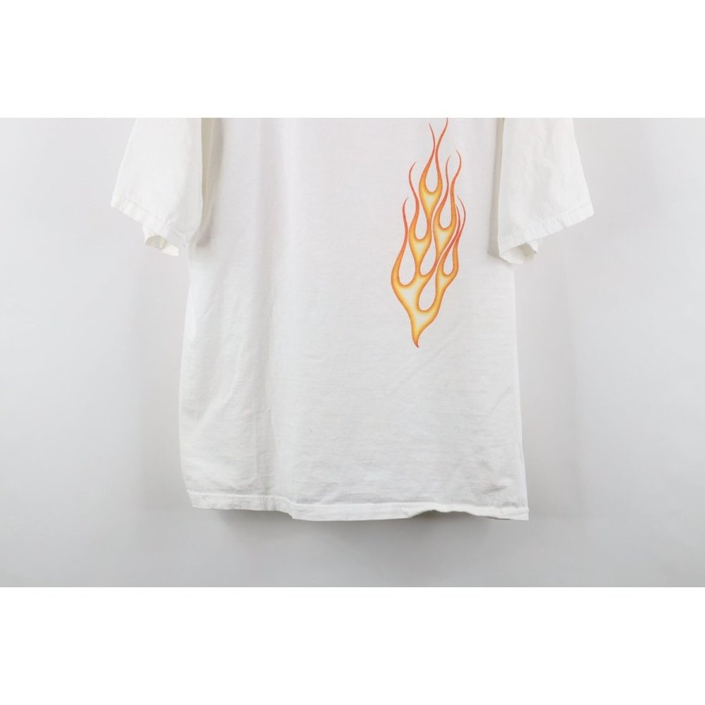 Vintage Y2k 2001 Mens Xl Distressed Super Rod Magazine Fire Flames T-Shirt White View 3